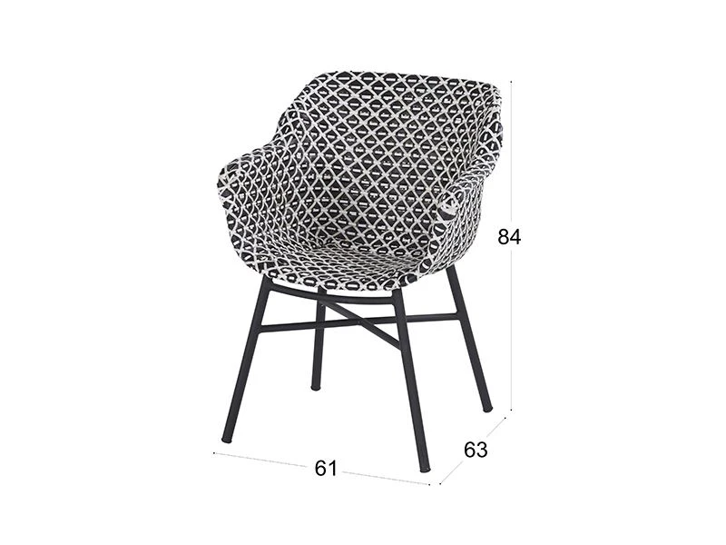 Hartman Tuinstoel Delphine Zwart-wit 4 Hartman Tuinstoel Delphine Zwart-wit - Afbeelding 4