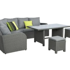 Beach7 Bandung Trapeze Lounge Dining Set Rechts Glastafel